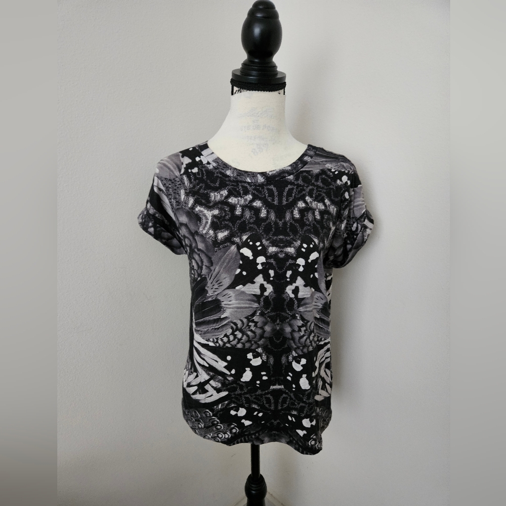 🖤AllSaints Black & Gray Printed Short Sleeve Tee size small 🖤